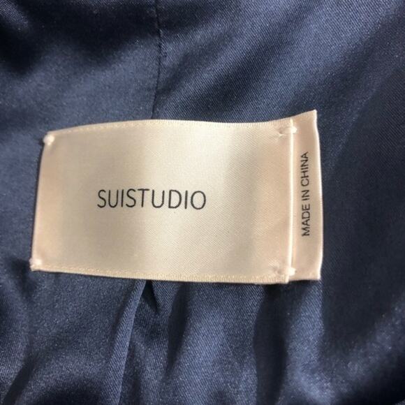 Suistudio Cameron Pinstripe Navy Blue Wool Suit Jacket Size 36R NWT - Picture 7 of 11